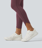 Legginsy treningowe 7/8 z wysokim stanem i kieszeniami – Czerwone