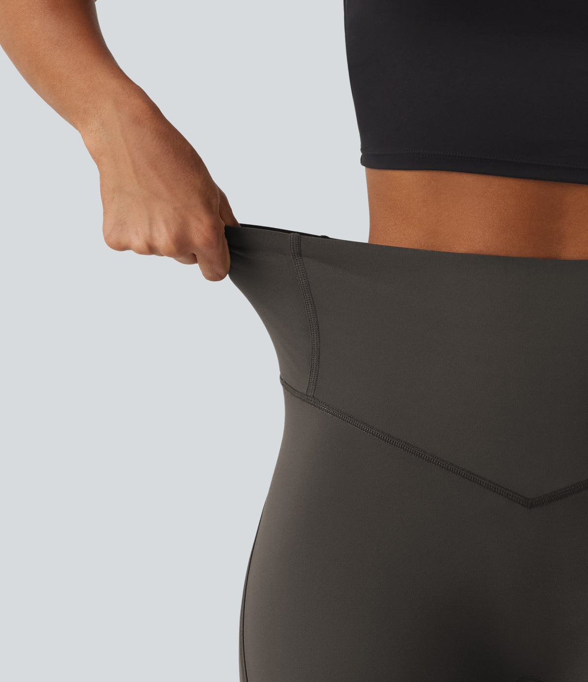 Legginsy treningowe 7/8 z wysokim stanem i kieszeniami – Czekoladowe