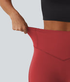 Legginsy treningowe 7/8 z wysokim stanem i kieszeniami – Pomarańczowe