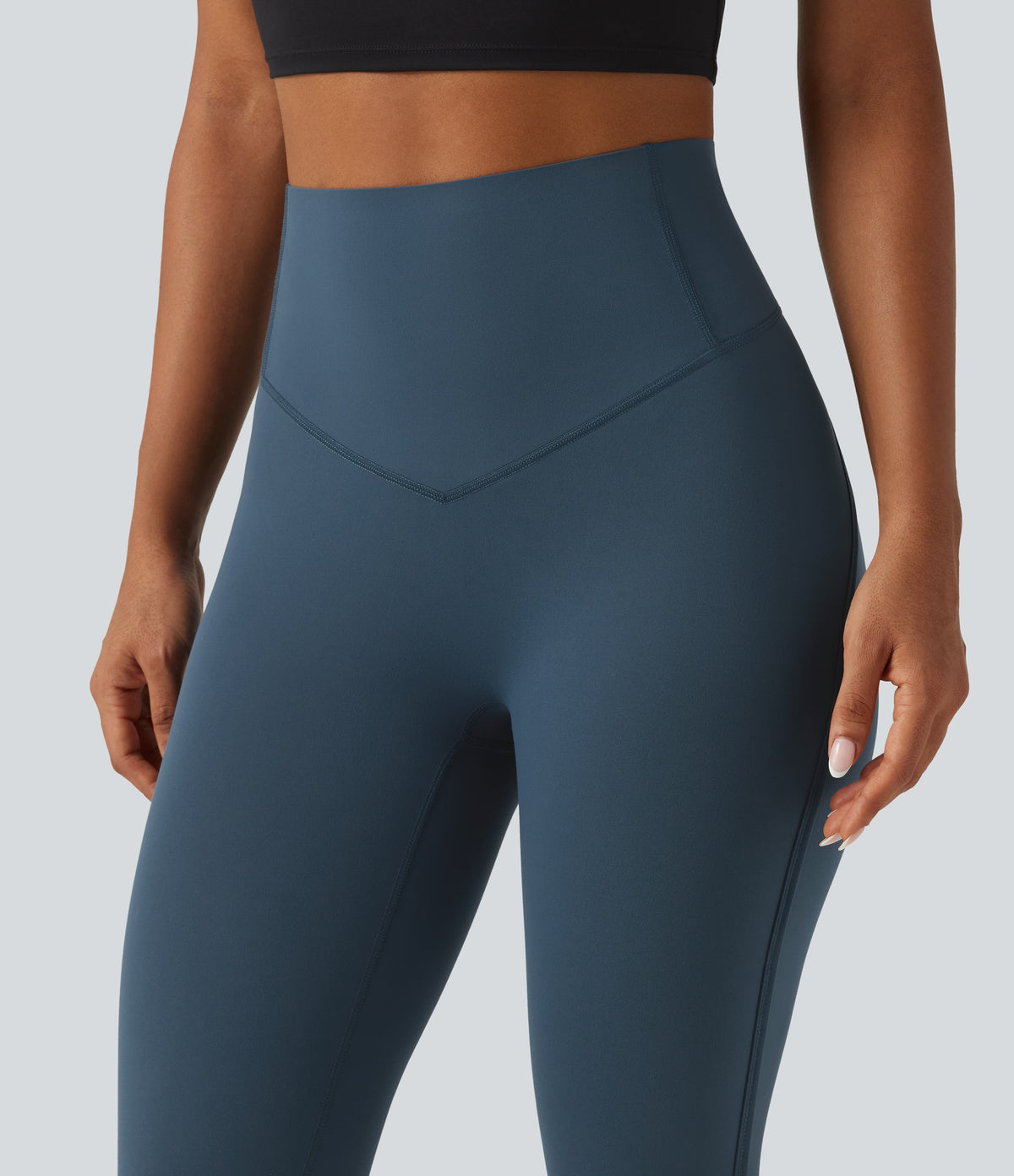 Legginsy treningowe 7/8 z wysokim stanem i kieszeniami – Niebieskie