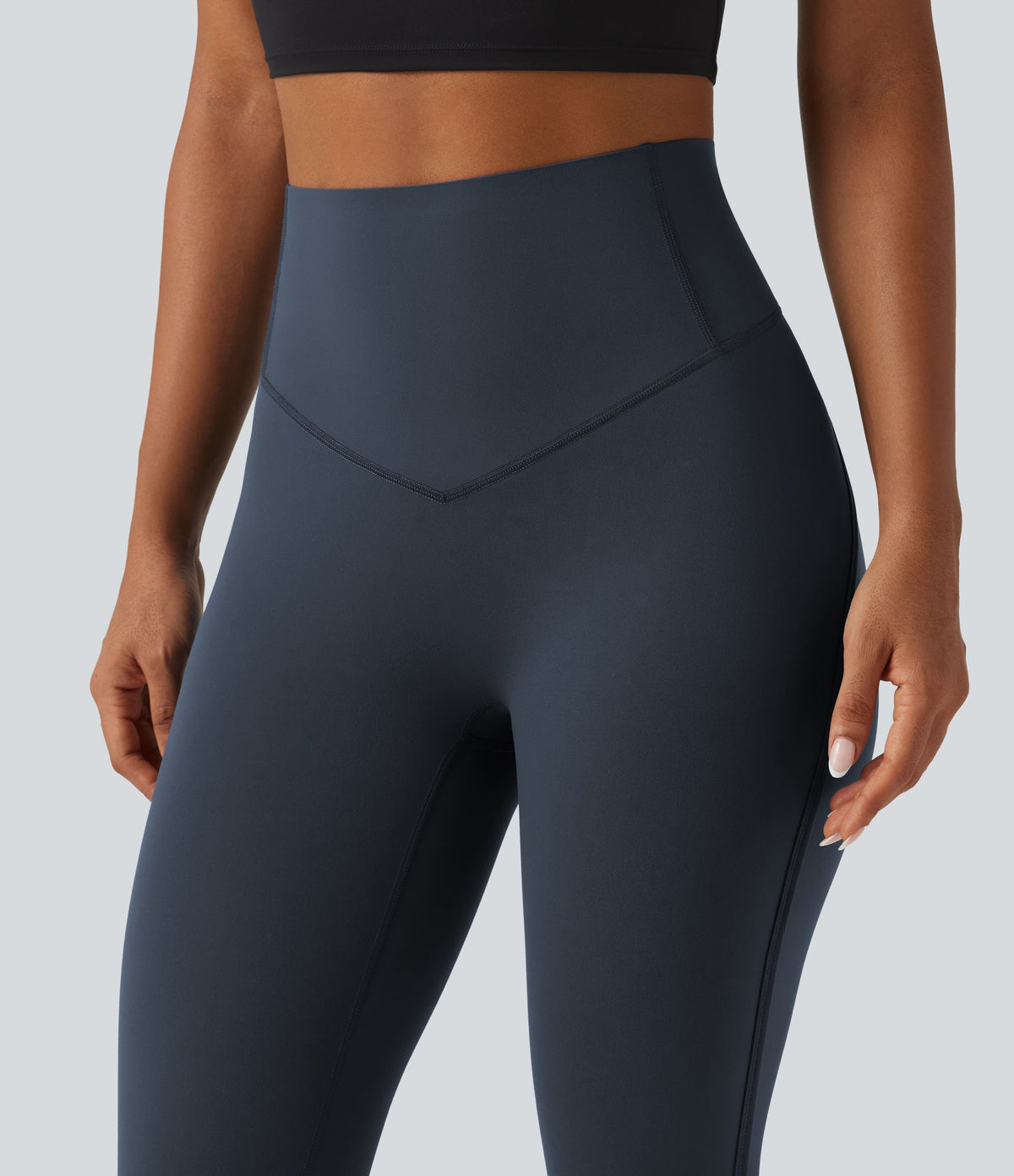 Legginsy treningowe 7/8 z wysokim stanem i kieszeniami – Grafitowe