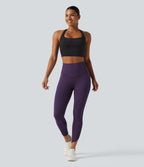 Legginsy treningowe 7/8 z wysokim stanem i kieszeniami – Jeżynowe
