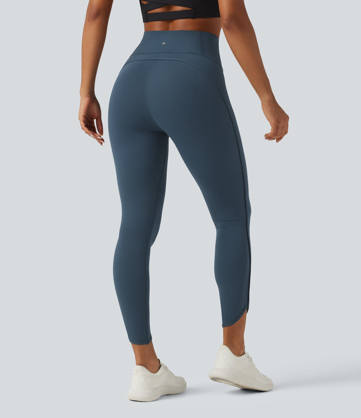 Legginsy treningowe 7/8 z wysokim stanem i kieszeniami – Niebieskie