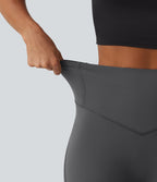 Legginsy treningowe 7/8 z wysokim stanem i kieszeniami – Ciemnoszare