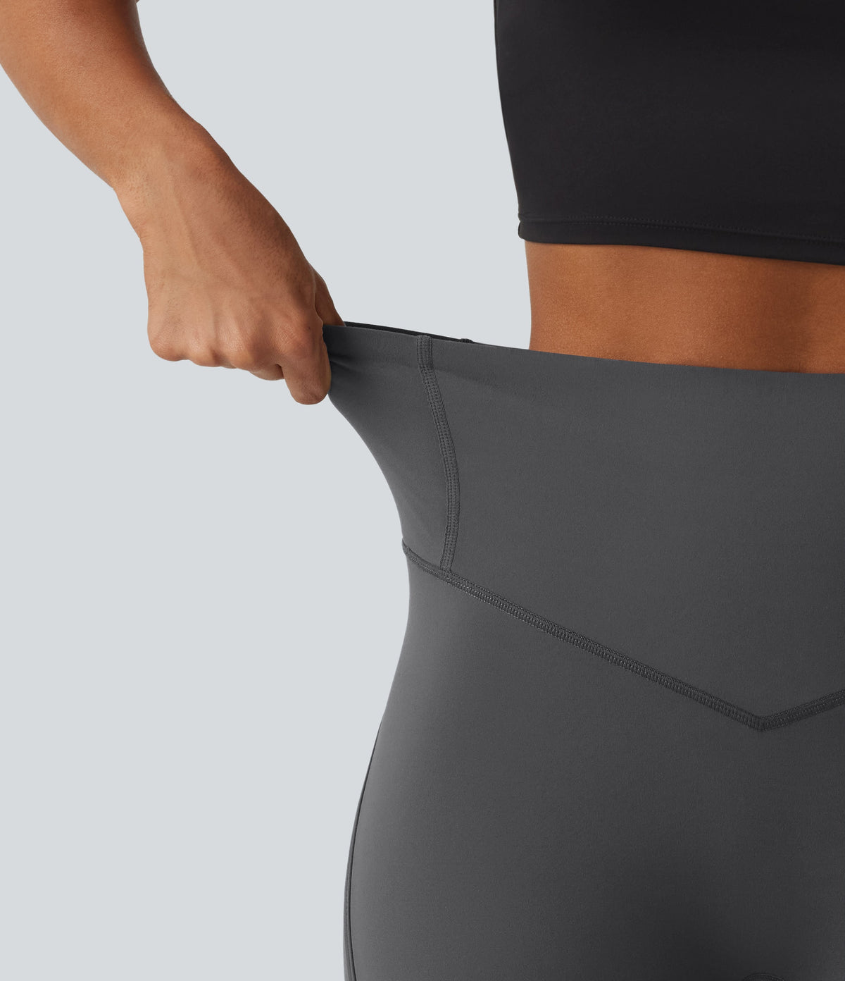 Legginsy treningowe 7/8 z wysokim stanem i kieszeniami – Ciemnoszare