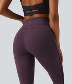 Legginsy treningowe 7/8 z wysokim stanem i kieszeniami – Fioletowe
