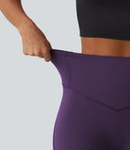 Legginsy treningowe 7/8 z wysokim stanem i kieszeniami – Jeżynowe