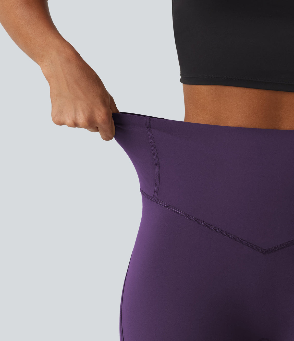Legginsy treningowe 7/8 z wysokim stanem i kieszeniami – Jeżynowe
