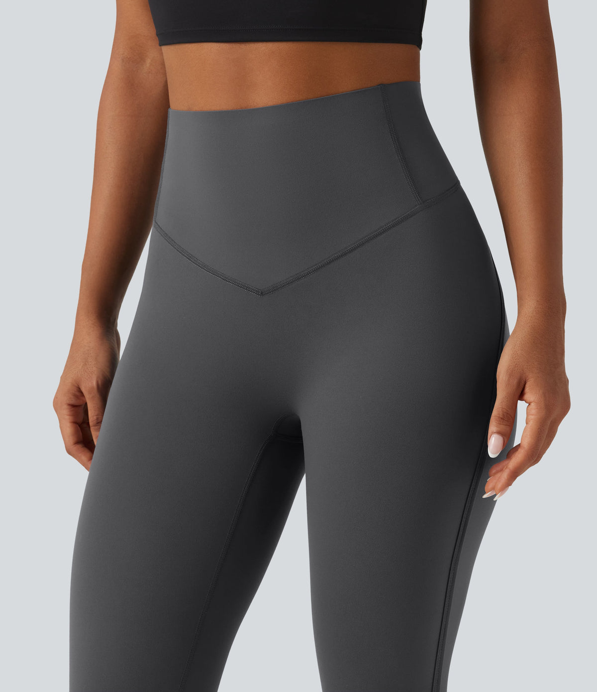 Legginsy treningowe 7/8 z wysokim stanem i kieszeniami – Ciemnoszare