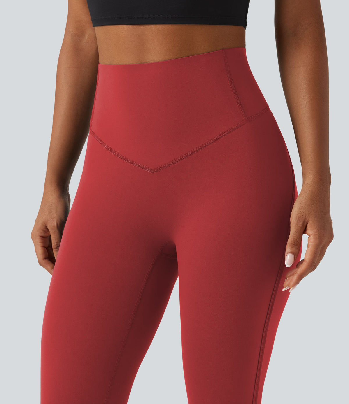Legginsy treningowe 7/8 z wysokim stanem i kieszeniami – Pomarańczowe