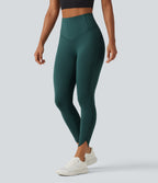 Legginsy treningowe 7/8 z wysokim stanem i kieszeniami – Zielone