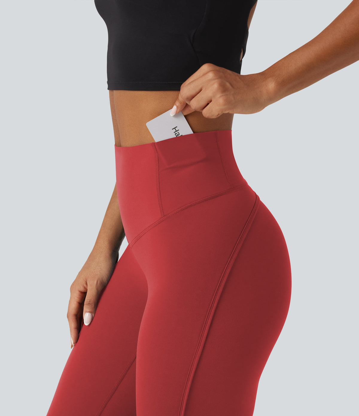 Legginsy treningowe 7/8 z wysokim stanem i kieszeniami – Pomarańczowe