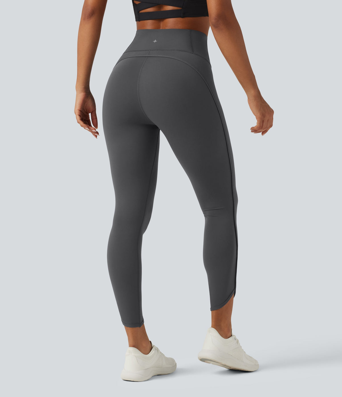 Legginsy treningowe 7/8 z wysokim stanem i kieszeniami – Ciemnoszare