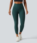 Legginsy treningowe 7/8 z wysokim stanem i kieszeniami – Zielone