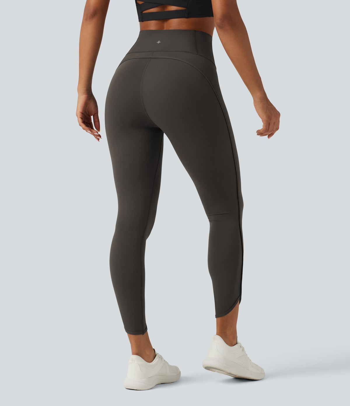 Legginsy treningowe 7/8 z wysokim stanem i kieszeniami – Czekoladowe