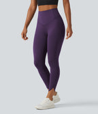 Legginsy treningowe 7/8 z wysokim stanem i kieszeniami – Jeżynowe