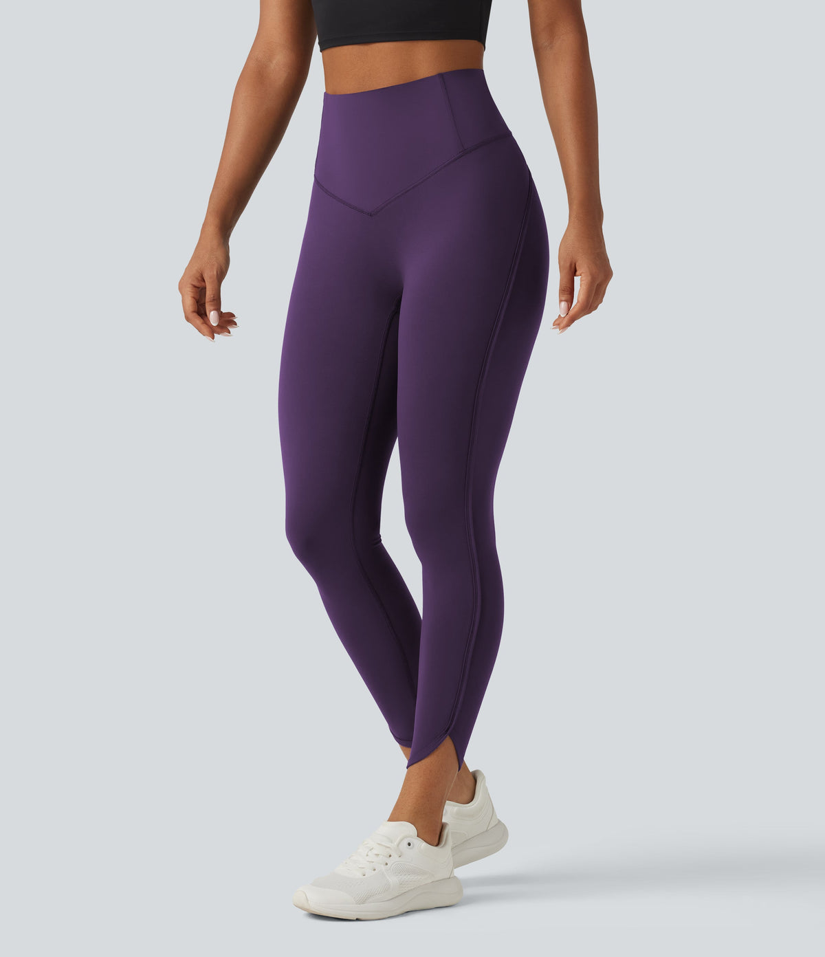 Legginsy treningowe 7/8 z wysokim stanem i kieszeniami – Jeżynowe