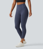Legginsy treningowe 7/8 z wysokim stanem i kieszeniami – Granatowe