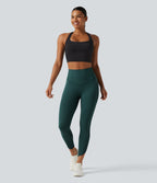Legginsy treningowe 7/8 z wysokim stanem i kieszeniami – Zielone