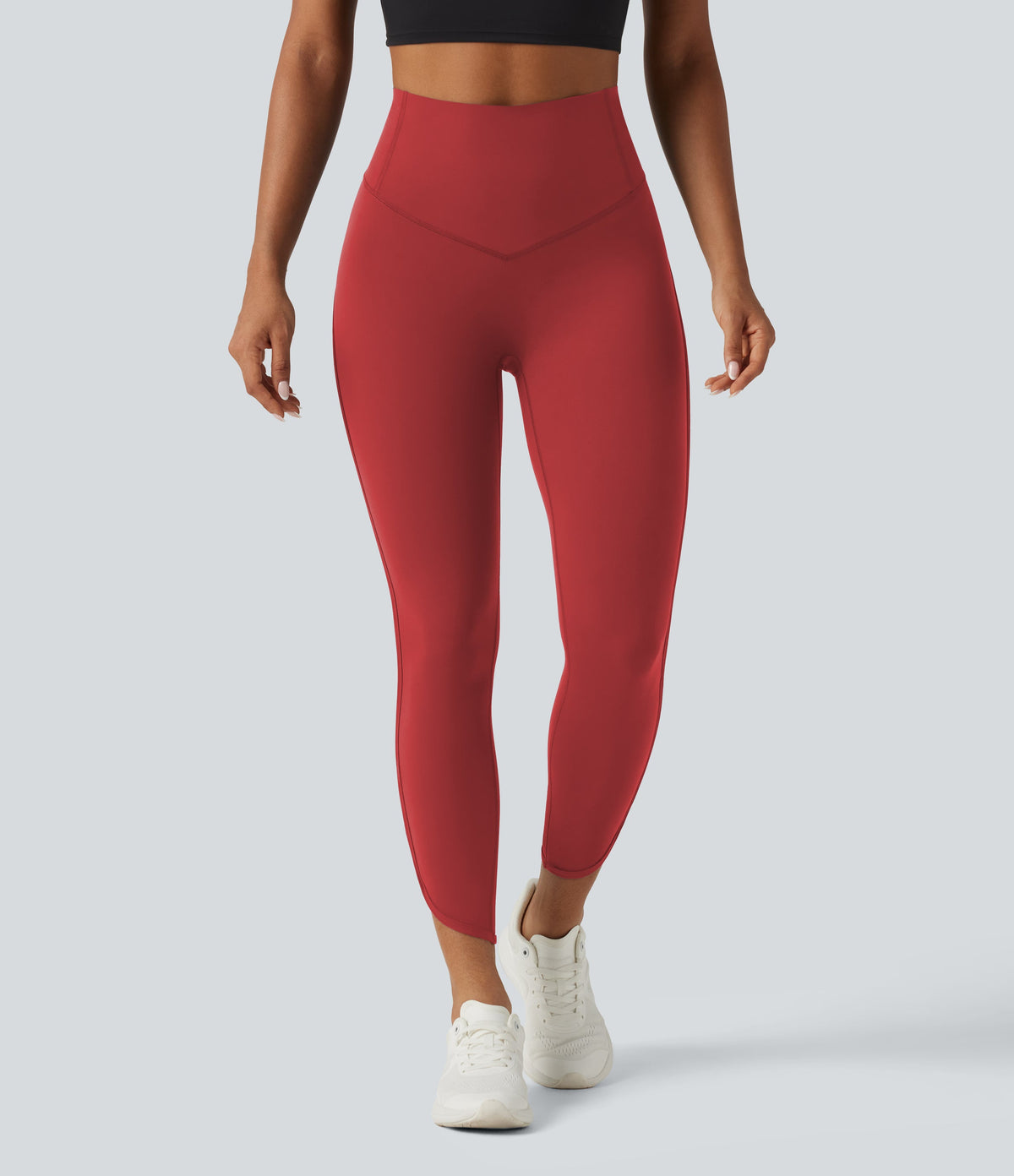 Legginsy treningowe 7/8 z wysokim stanem i kieszeniami – Pomarańczowe