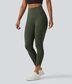 Legginsy treningowe 7/8 z wysokim stanem i kieszeniami – Leśna zieleń