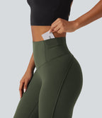 Legginsy treningowe 7/8 z wysokim stanem i kieszeniami – Leśna zieleń