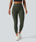 Legginsy treningowe 7/8 z wysokim stanem i kieszeniami – Leśna zieleń