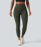 Legginsy treningowe 7/8 z wysokim stanem i kieszeniami – Leśna zieleń