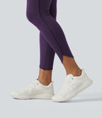 Legginsy treningowe 7/8 z wysokim stanem i kieszeniami – Jeżynowe