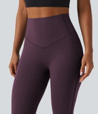 Legginsy treningowe 7/8 z wysokim stanem i kieszeniami – Fioletowe