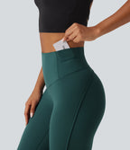 Legginsy treningowe 7/8 z wysokim stanem i kieszeniami – Zielone