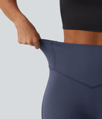 Legginsy treningowe 7/8 z wysokim stanem i kieszeniami – Granatowe