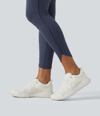 Legginsy treningowe 7/8 z wysokim stanem i kieszeniami – Granatowe