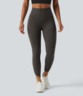 Legginsy treningowe 7/8 z wysokim stanem i kieszeniami – Czekoladowe