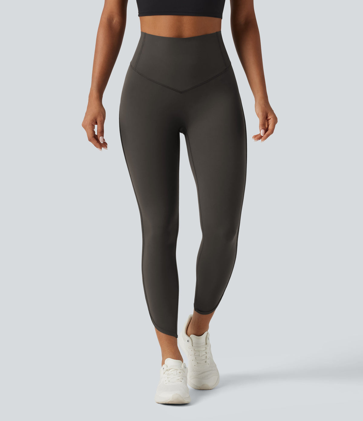 Legginsy treningowe 7/8 z wysokim stanem i kieszeniami – Czekoladowe
