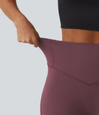 Legginsy treningowe 7/8 z wysokim stanem i kieszeniami – Czerwone