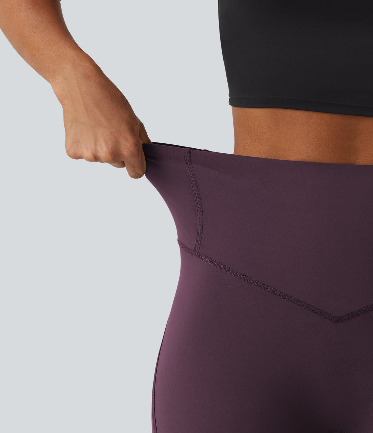 Legginsy treningowe 7/8 z wysokim stanem i kieszeniami – Fioletowe