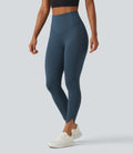 Legginsy treningowe 7/8 z wysokim stanem i kieszeniami – Niebieskie