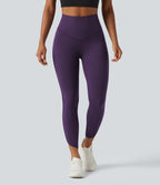 Legginsy treningowe 7/8 z wysokim stanem i kieszeniami – Jeżynowe