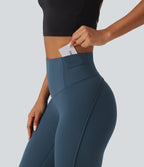 Legginsy treningowe 7/8 z wysokim stanem i kieszeniami – Niebieskie