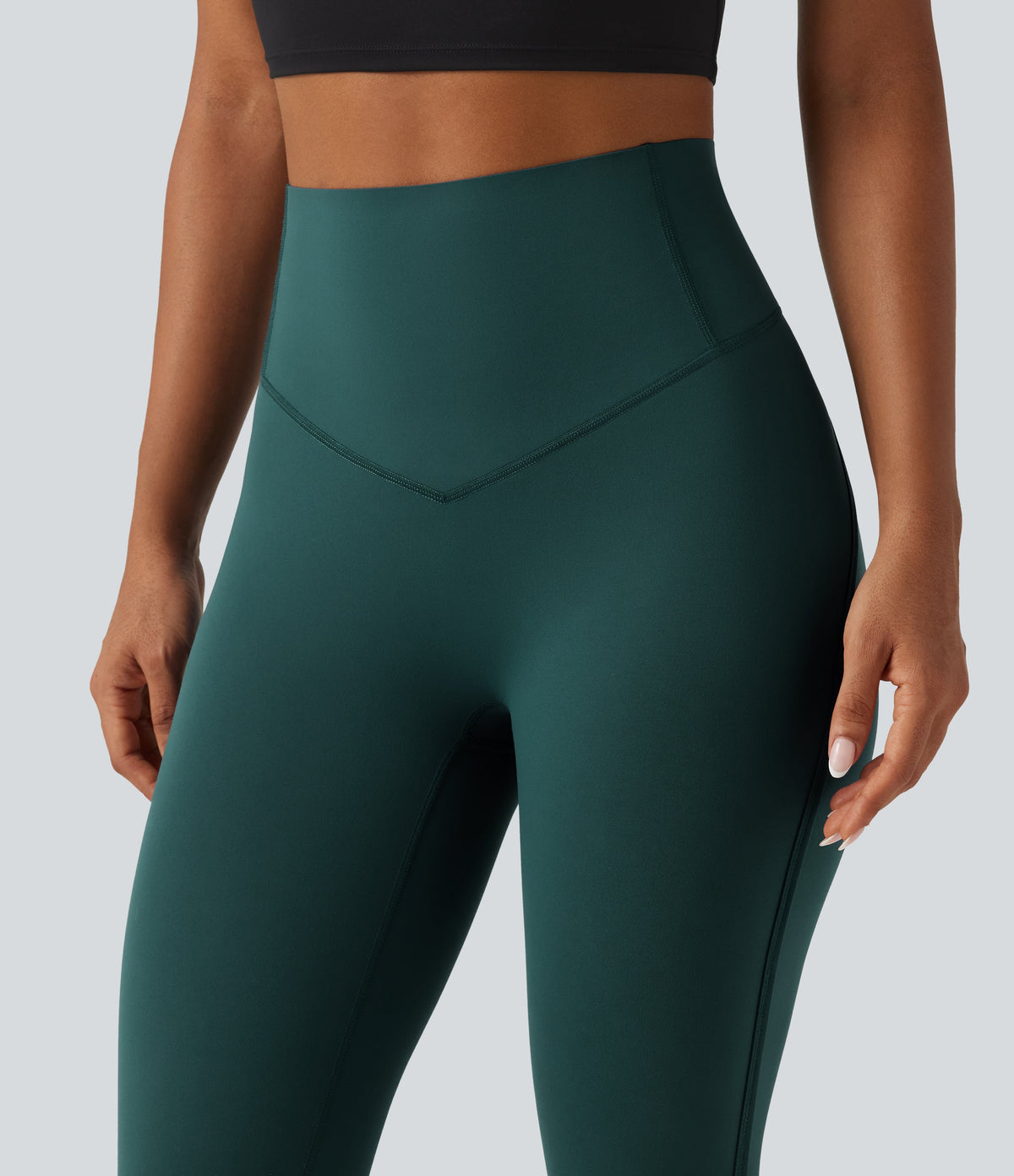 Legginsy treningowe 7/8 z wysokim stanem i kieszeniami – Zielone