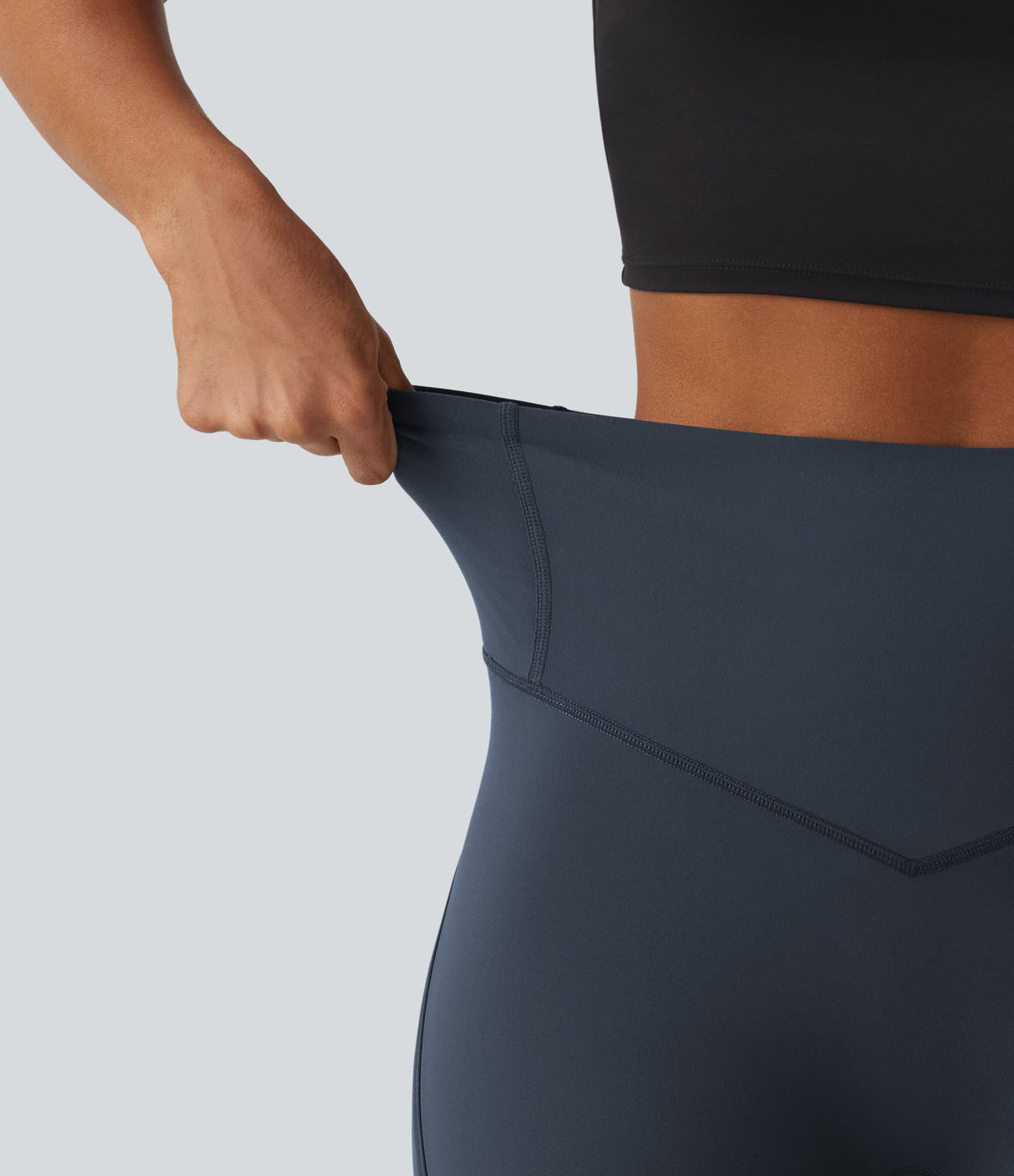Legginsy treningowe 7/8 z wysokim stanem i kieszeniami – Grafitowe