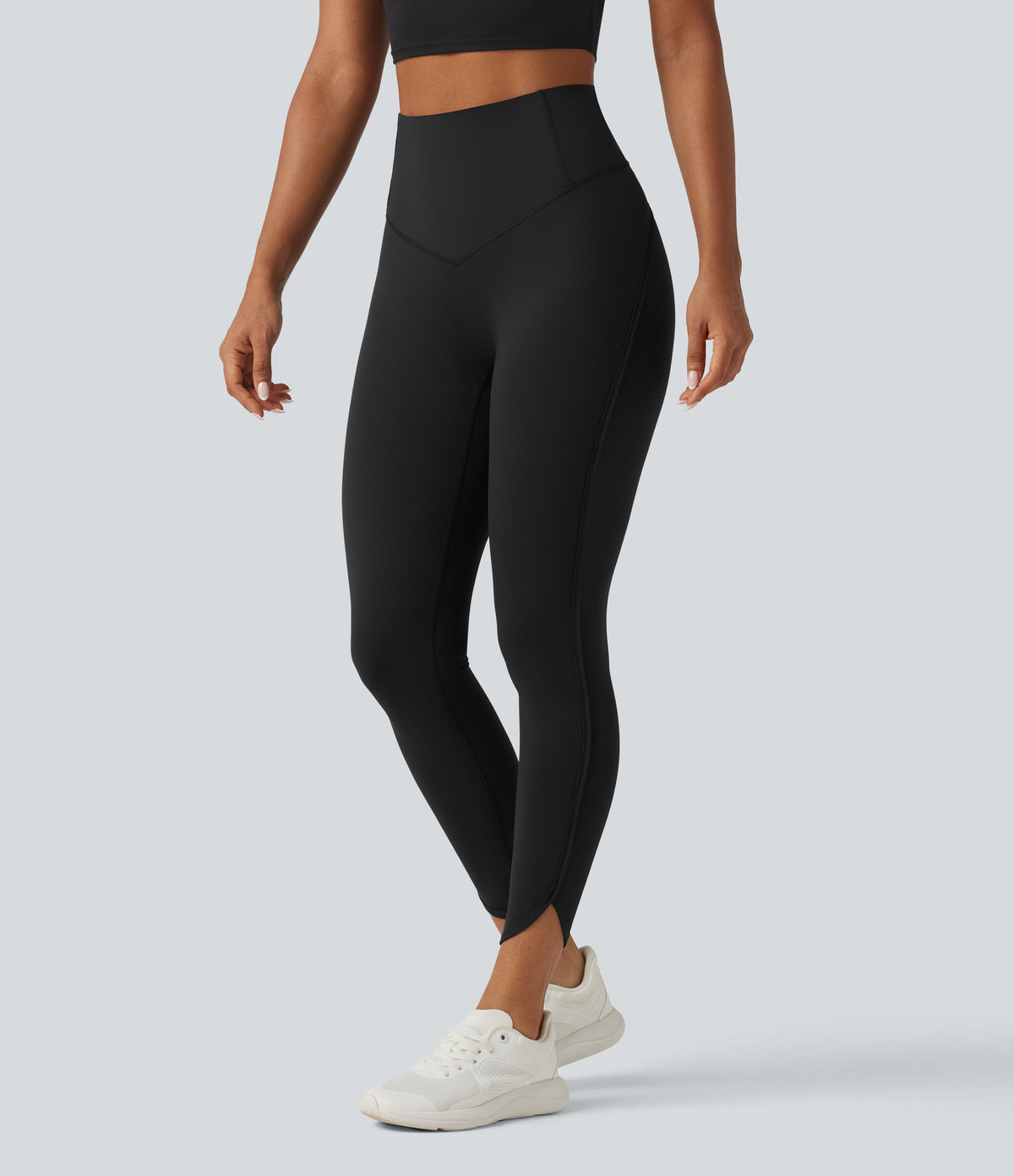 Legginsy treningowe 7/8 z wysokim stanem i kieszeniami – Czarne