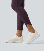 Legginsy treningowe 7/8 z wysokim stanem i kieszeniami – Fioletowe