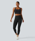 Legginsy treningowe 7/8 z wysokim stanem i kieszeniami – Czarne