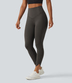Legginsy treningowe 7/8 z wysokim stanem i kieszeniami – Czekoladowe
