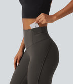 Legginsy treningowe 7/8 z wysokim stanem i kieszeniami – Czekoladowe