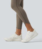 Legginsy treningowe 7/8 z wysokim stanem i kieszeniami – Szarobrązowe
