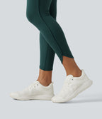 Legginsy treningowe 7/8 z wysokim stanem i kieszeniami – Zielone