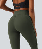 Legginsy treningowe 7/8 z wysokim stanem i kieszeniami – Leśna zieleń